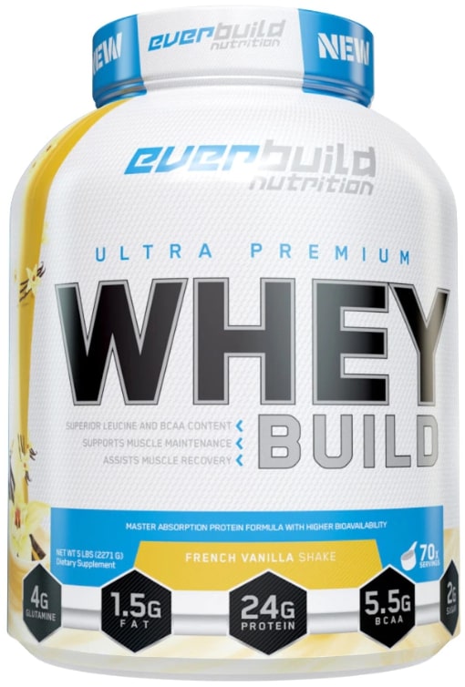 Ultra Premium Whey Build, vanilie franceză, 2.27 kg, Everbuild