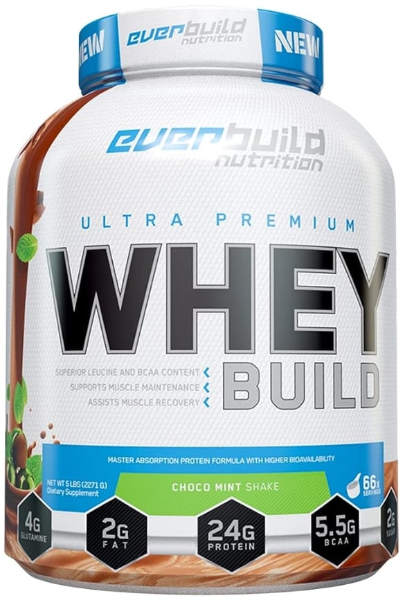 Ultra Premium Whey Build, ciocolată și mentă, 2.27 kg, Everbuild