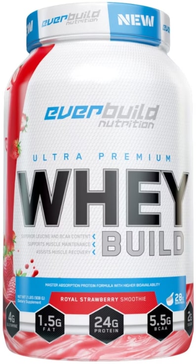 Ultra Premium Whey Build, căpșuni și banane, 908 g, Everbuild