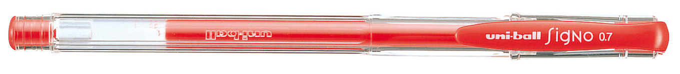 Gel roller Uniball Signo – Rosu fluorescent, 0.7 mm