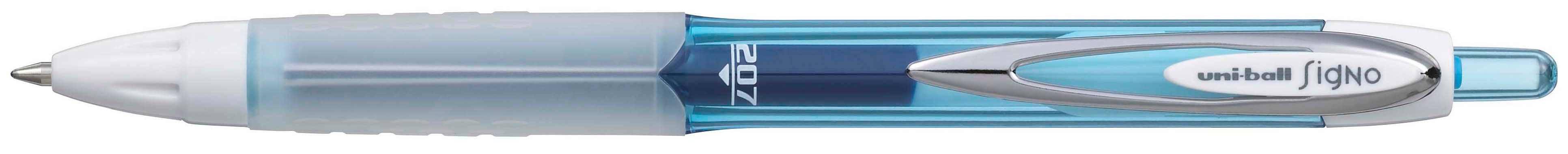 Roller automat cu gel Uniball Signo 207F – Albastru deschis, 0.7 mm