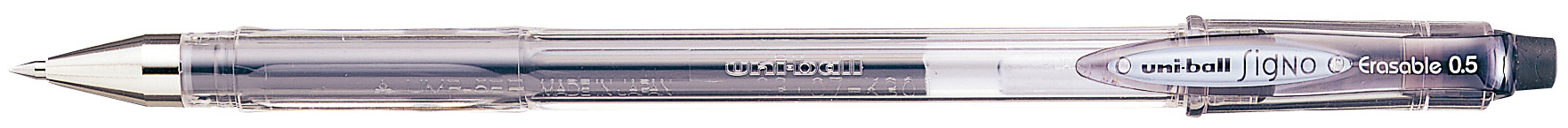 Gel roller cu radiera Uniball Signo Erasable – Negru, 0.5 mm