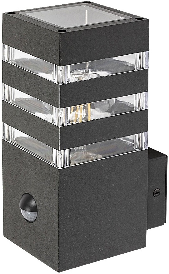 Aplică de exterior cu senzor Rabalux - Ankara 77025, IP 44, E 27, 1 x 12 W max, 230 V, antracit