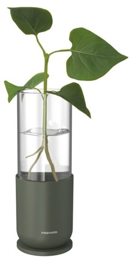 Vază pentru înrădăcinare Fiskars - Urban Plant Care, 16x6 cm, măslinie