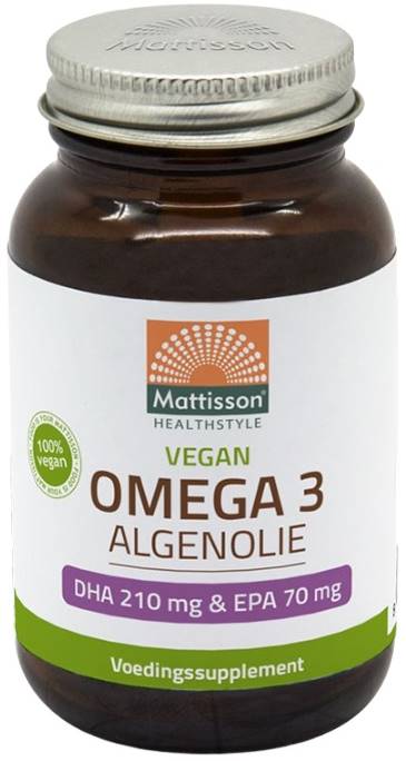 Vegan Omega 3 Algae Oil DHA/EPA, 210 mg/70 mg, 60 capsule, Mattisson Healthstyle