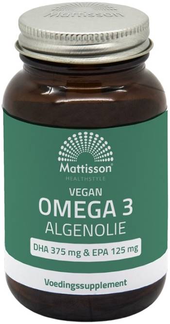 Vegan Omega 3 Algae Oil DHA/EPA, 375 mg/125 mg, 60 capsule, Mattisson Healthstyle