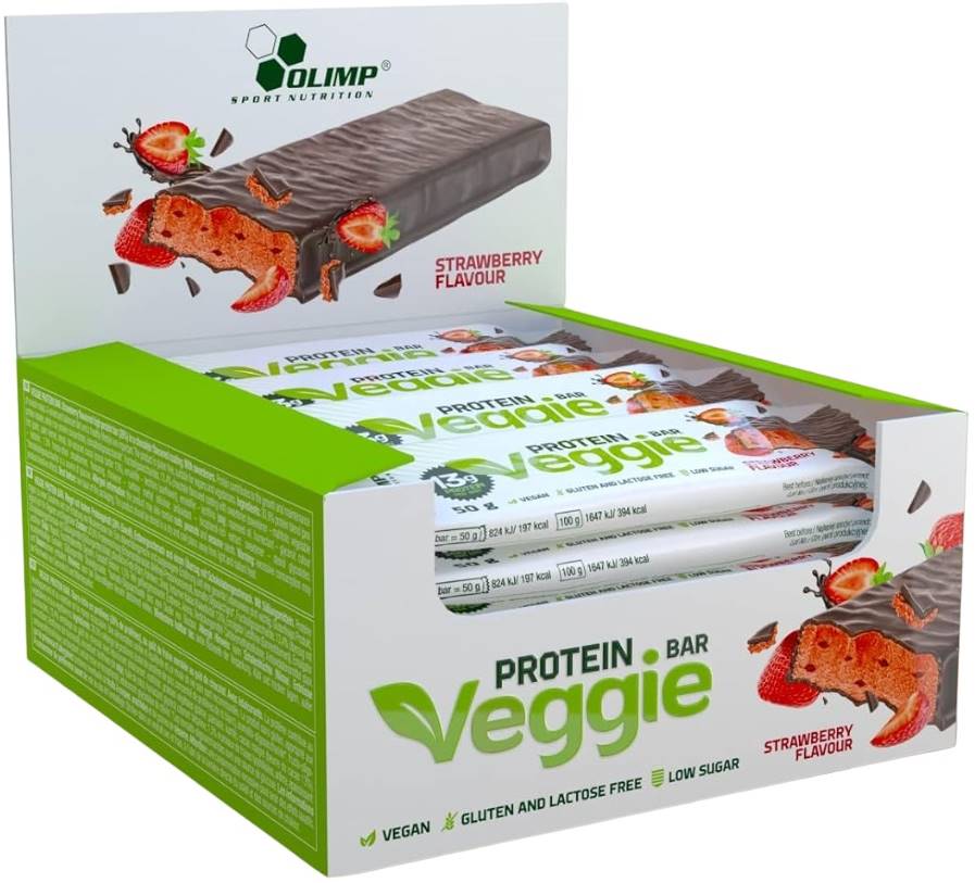 Veggie Protein Bar Box, căpșună, 24 buc, Olimp