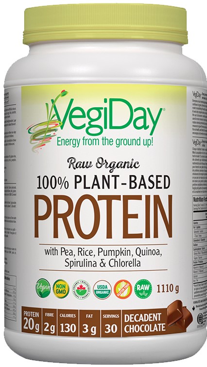 VegiDay 100% Plant-Based Protein, ciocolată, 1110 g, Natural Factors