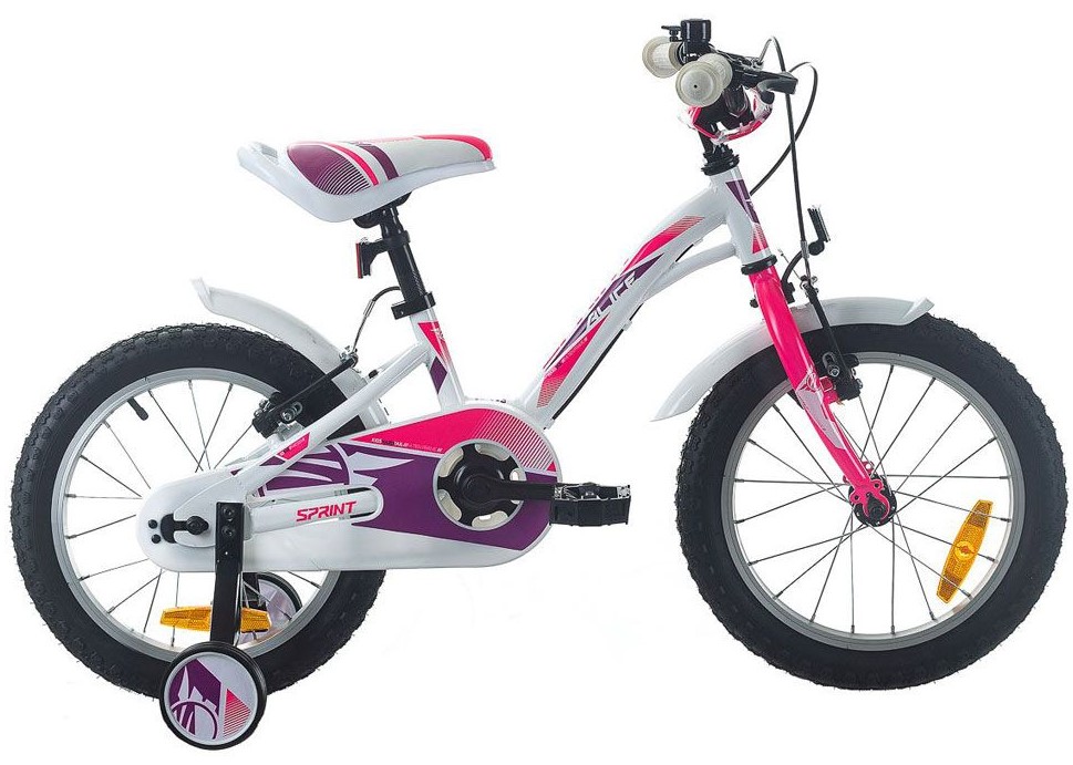 Bicicletă pentru copii SPRINT - Alice, 18", 210 mm, alb/roz