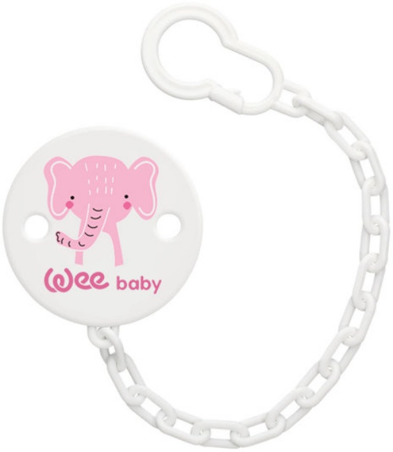 Lant pentru suzetă Wee Baby - Patterned, elefant roz