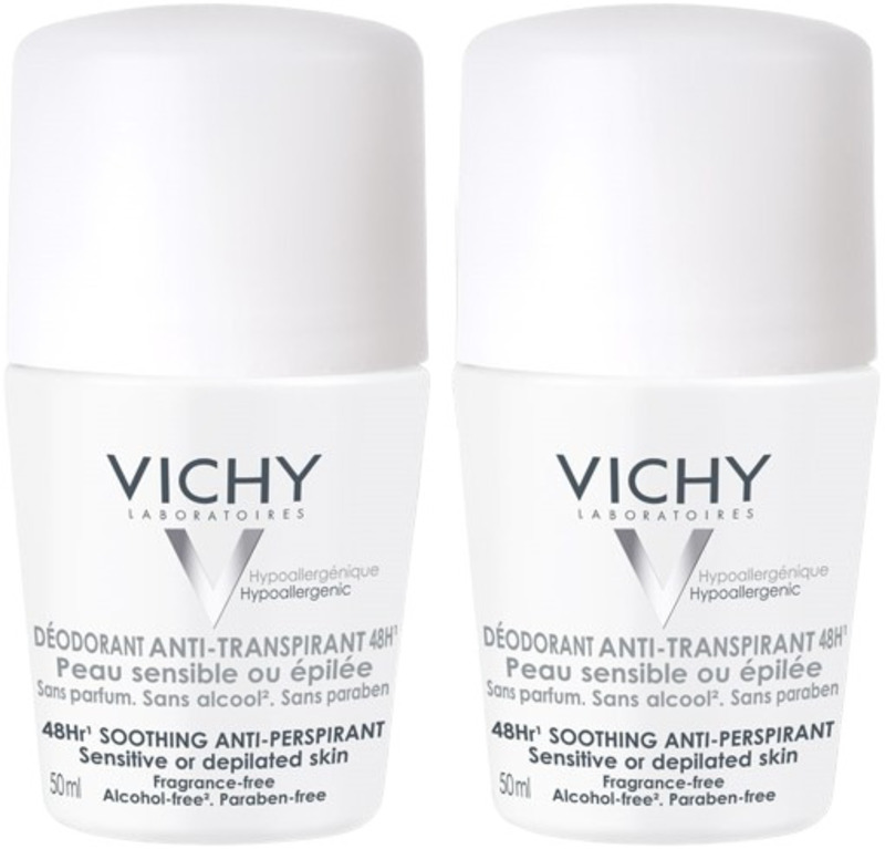 Vichy Deo Set - Deodorant roll-on, fără parfum, 2 x 50 ml