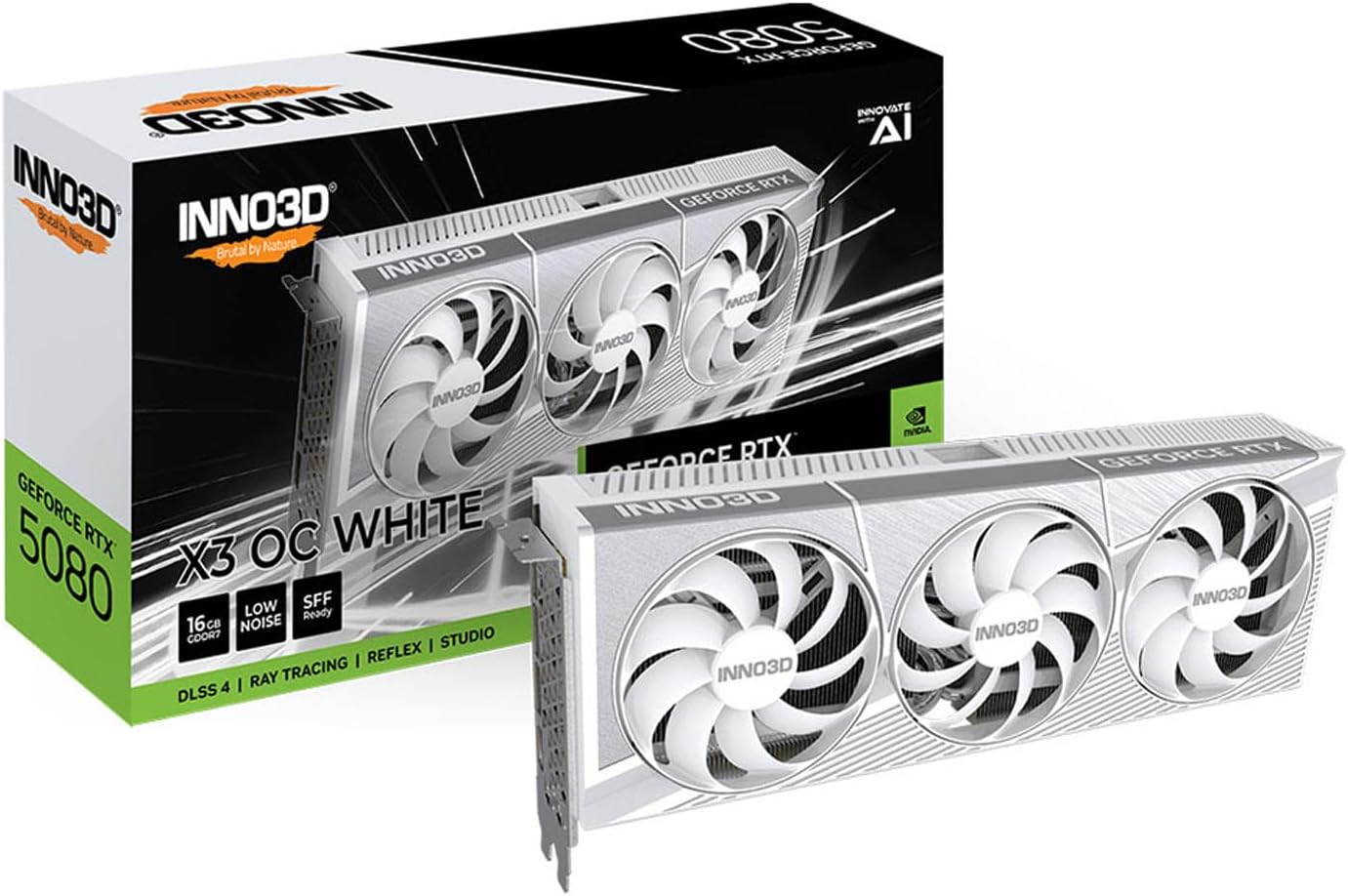 Placă video Inno3D - GeForce RTX 5080 X3 OC, 16GB, GDDR7, alb