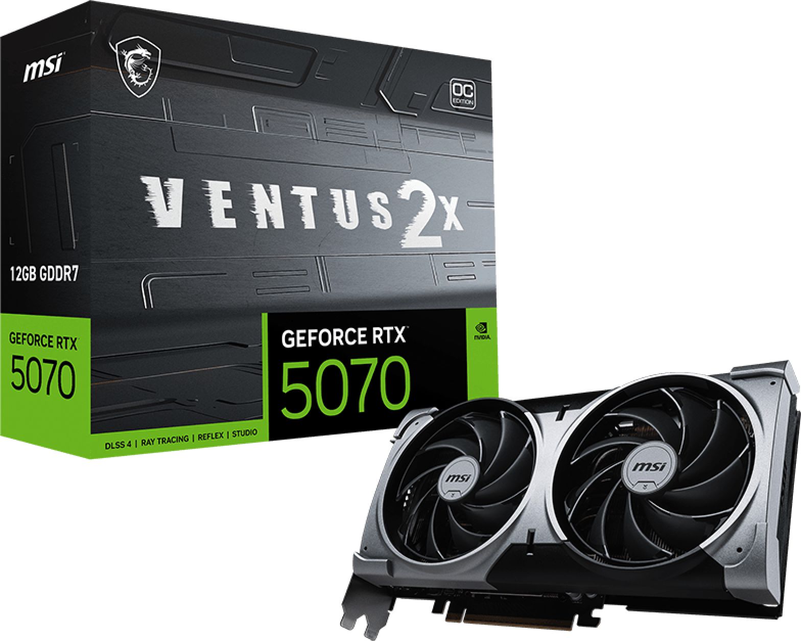 Видеокарта MSI - GeForce RTX 5070 VENTUS 2X OC, 12GB, GDDR7Това не е пъзел, а компютърен хардуер, така че не подлежи на превод според зададените правила за пъзели. Ако имате продукт от категория пъзели, моля, предоставете го за превод.