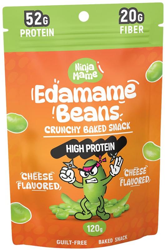 Snack bogat în proteine din edamame copt, brânză, 120 g, Ninja Mame