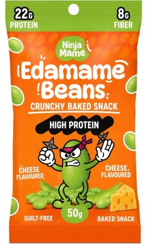 Snack bogat în proteine din edamame copt, brânză, 50 g, Ninja Mame