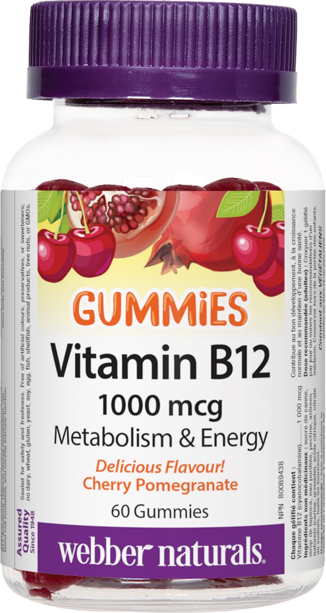 Vitamin B12 Gummies, 1000 mcg, 60 tablete, Webber Naturals