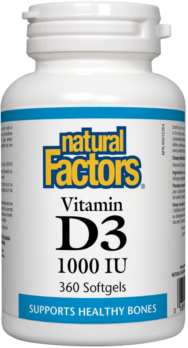 Vitamin D3, 1000 IU, 360 capsule, Natural Factors