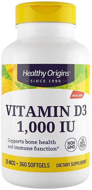 VItamin D3, 1000 IU, 360 capsule gelatinoase moi, Healthy Origins