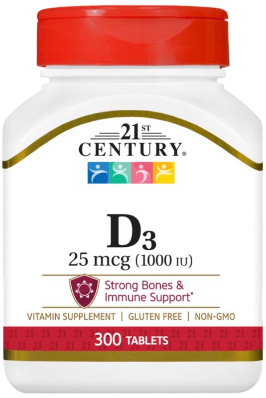 Vitamin D3, 25 mcg, 300 tablete, 21st Century