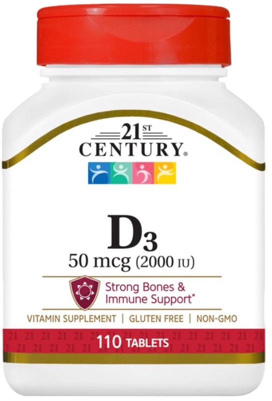 Vitamin D3, 50 mcg, 110 tablete, 21st Century