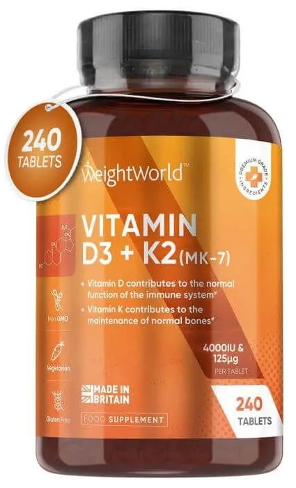Vitamin D3 + K2, 240 tablete, Weight World