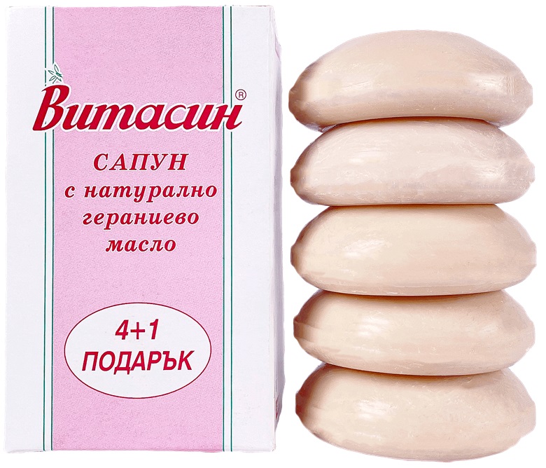 Vitassin Săpun cu ulei de geraniu, 4 + 1 bucăți