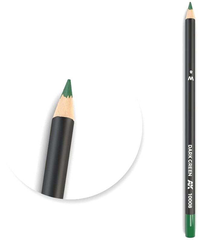 Creion pe baza de apa pentru modelat AK Interactive - Watercolor Pencil Dark Green AK10008 (1 buc )