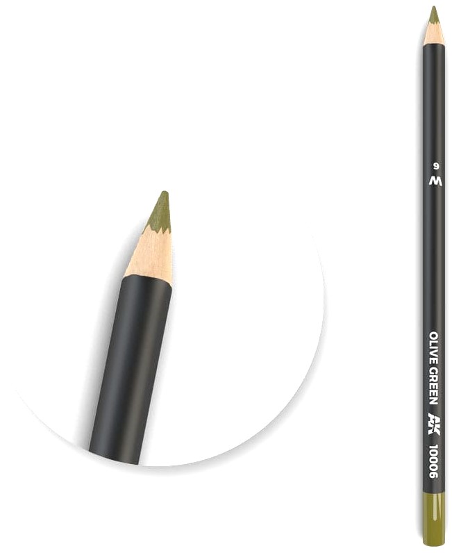 Creion pe baza de apa pentru modelat AK Interactive - Watercolor Pencil Olive Green AK10006 (1 buc )