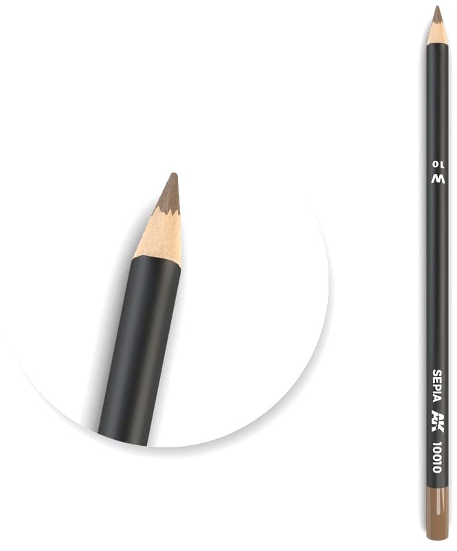 Creion pe baza de apa pentru modelat AK Interactive - Watercolor Pencil Sepia AK10010 (1 buc )