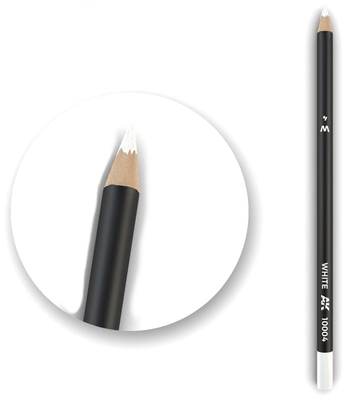 Creion pe baza de apa pentru modelat AK Interactive - Watercolor Pencil White AK10004 (1 buc )