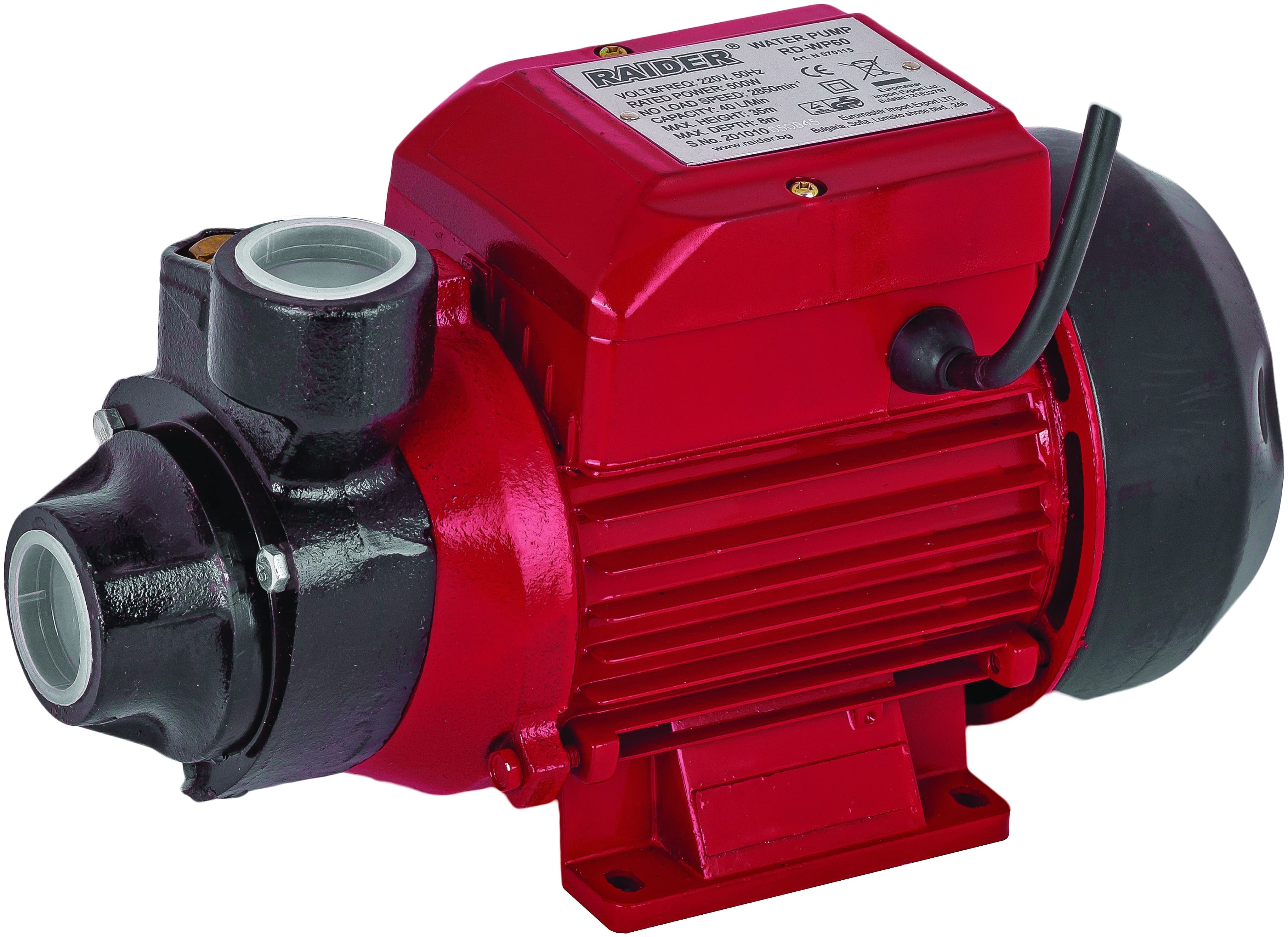 Pompă de apă Raider - RD-WP60, 500W, 1'', max 40 l/min