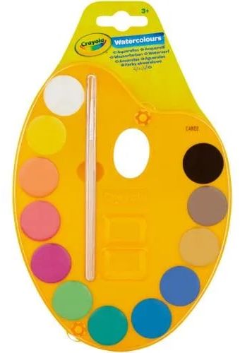 Acuarele Crayola – 12 culori, cu pensulă și paletă