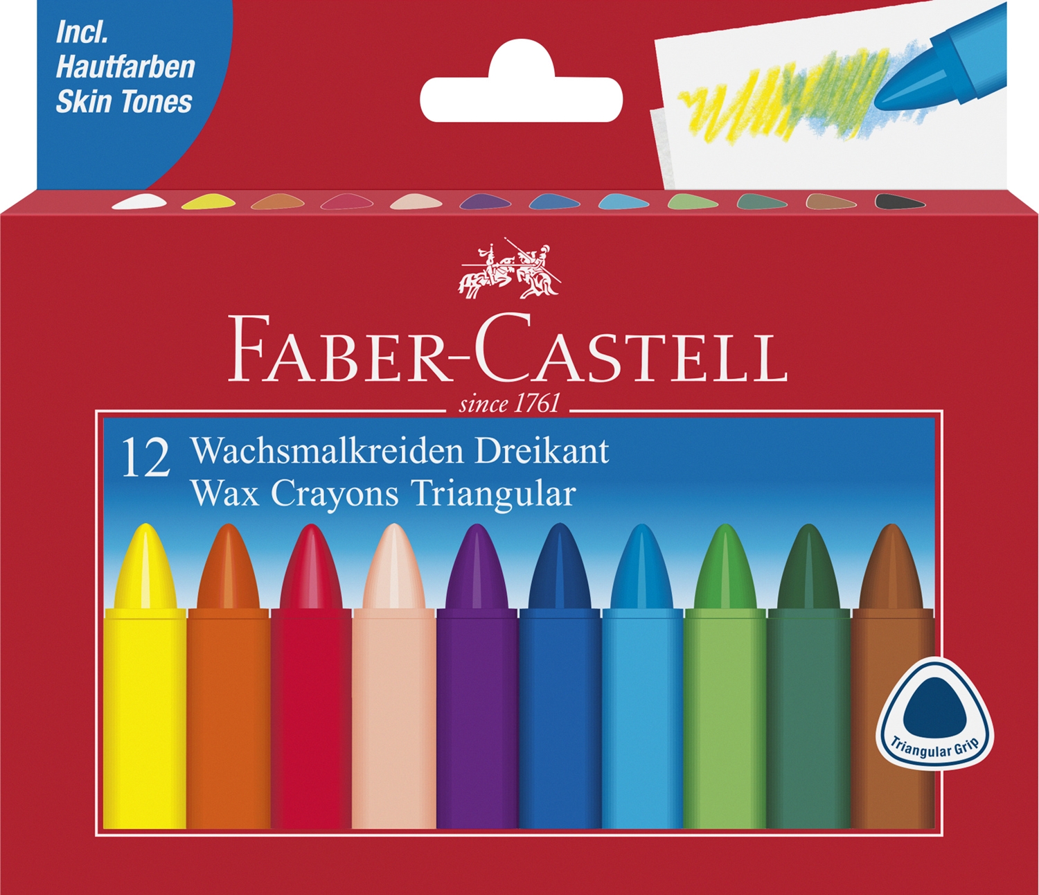 Pasteluri cerate Faber-Castell - 12 culori, triunghiulare