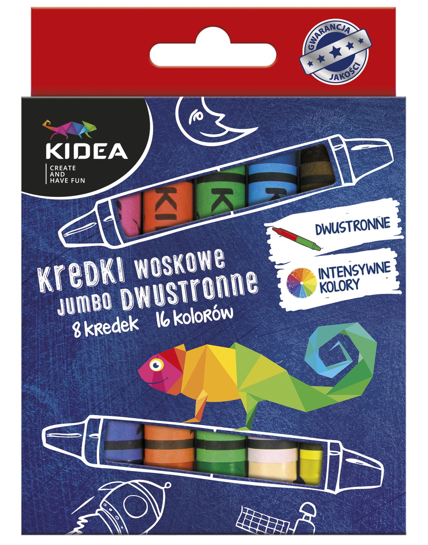 Pasteluri cerate Kidea Jumbo - cu doua varfuri, 8 buc, 16 culori