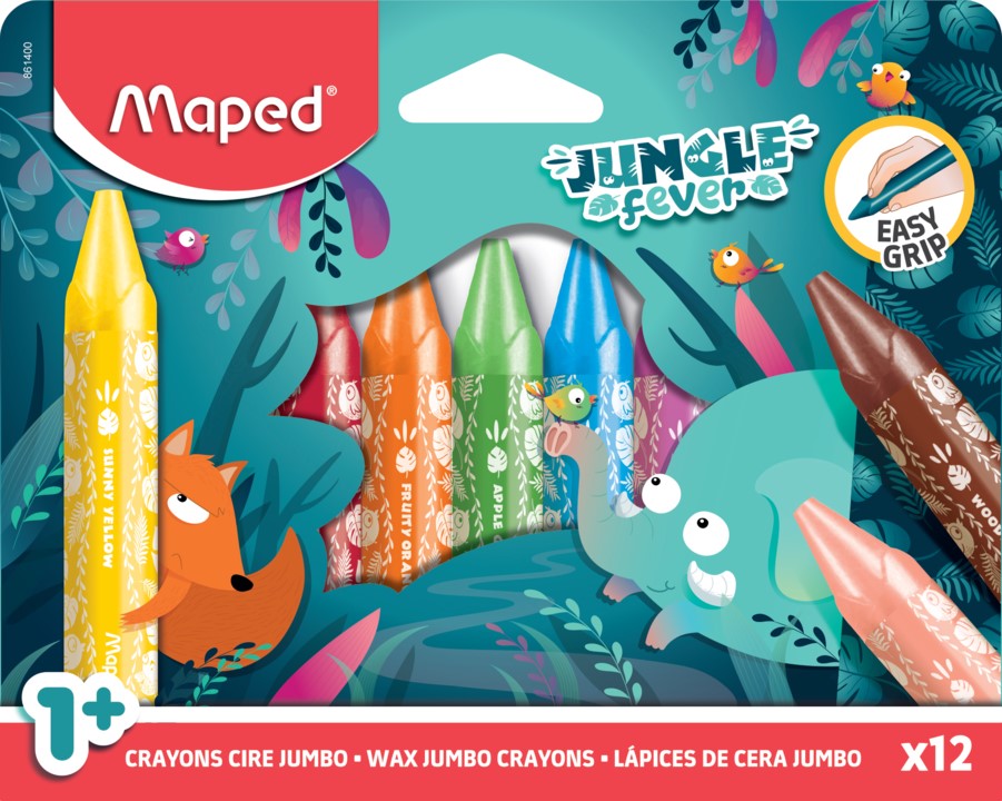 Pasteluri cerate Maped Jungle Fever - Jumbo, 12 culori