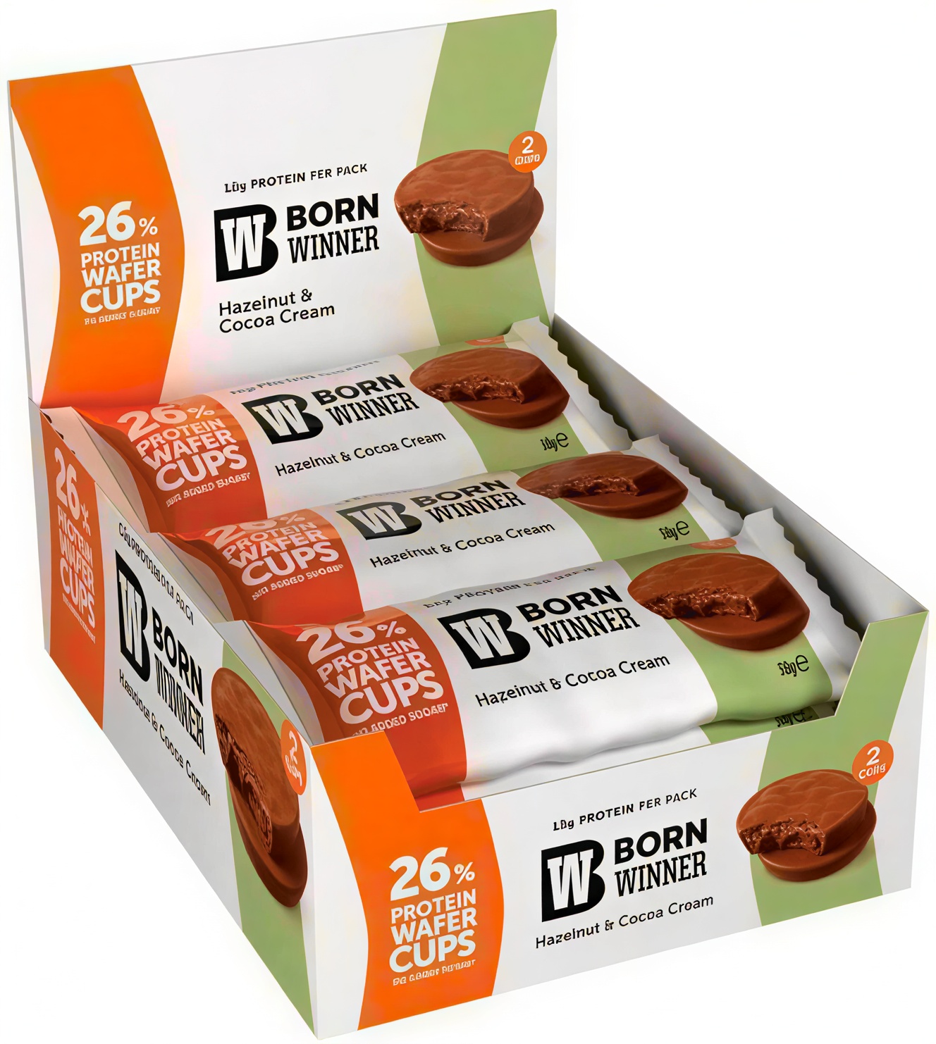 Wafer Pieces, alune cu cremă de cacao, 15 bucăți, Born Winner