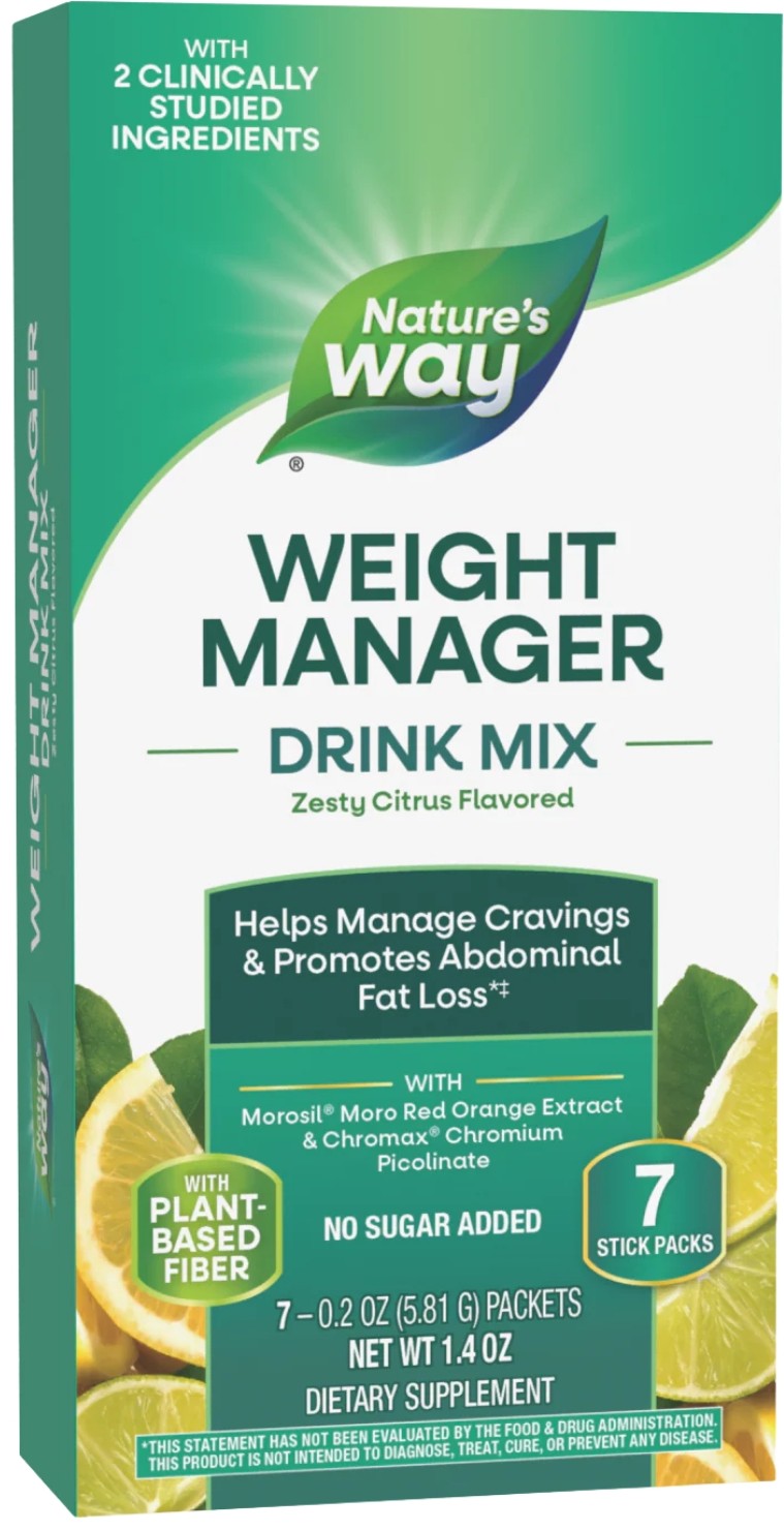 Weight Manager Drink Mix Formulă de control al greutății, fructe citrice, 7 pliculețe, Nature's Way