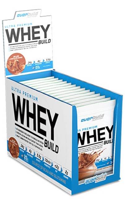 Whey Build Box, smoothie de căpșuni și banane, 20 pliculețe, Everbuild