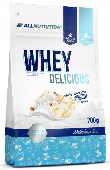 Whey Delicious, ciocolată albă cu cocos, 700 g, AllNutrition