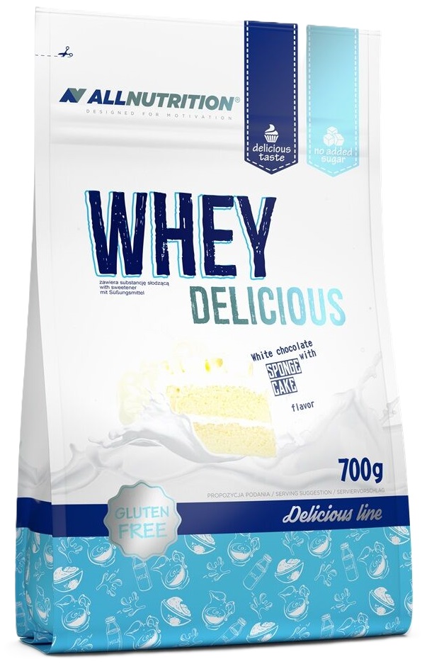 Whey Delicious, ciocolată albă cu pandișpan, 700 g, AllNutrition