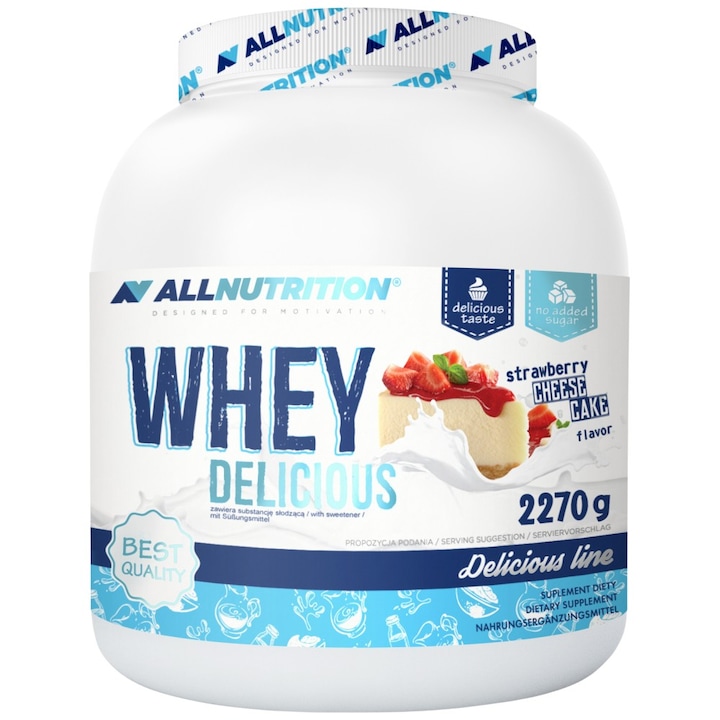 Whey Delicious, cheesecake cu căpșuni, 2.27 kg, Allnutrition