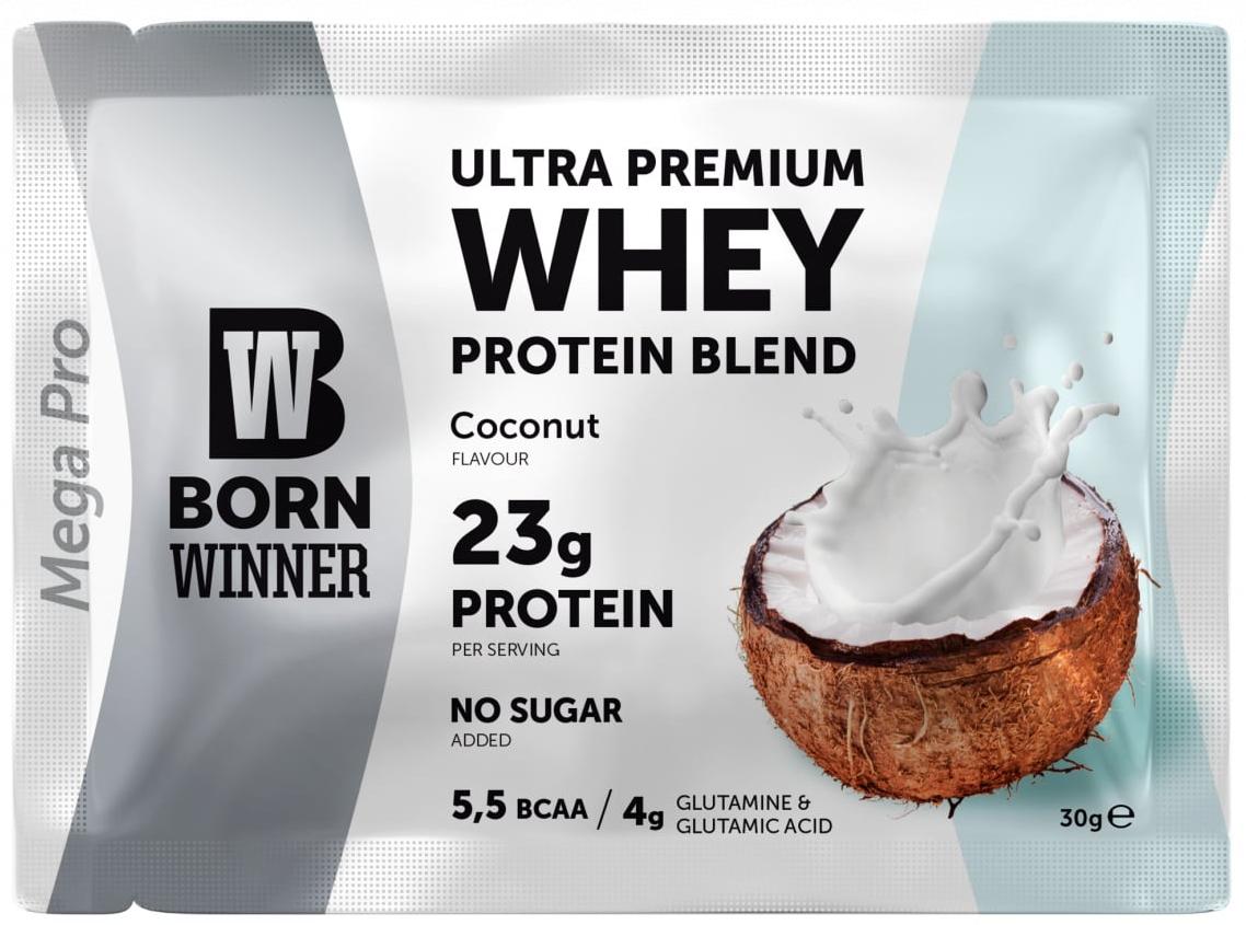 Amestec de proteine Whey, cocos, 30 g, Born Winner