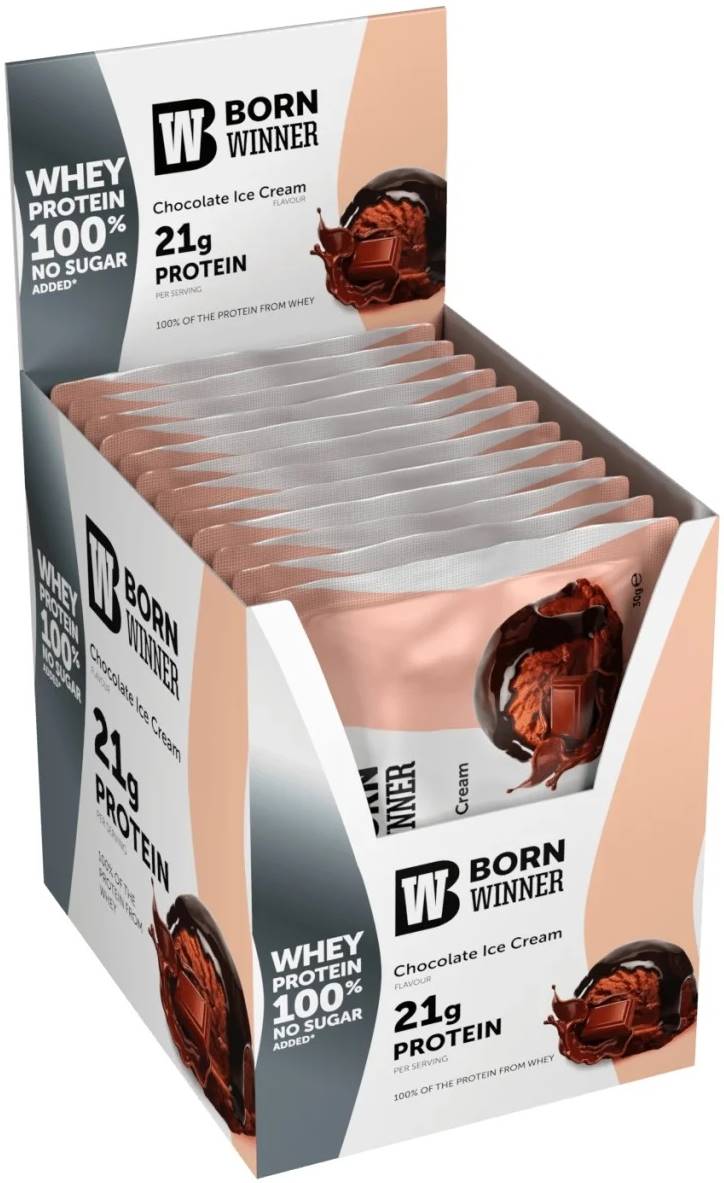 Whey Protein Blend, înghețată cu ciocolată, 12 bucăți, Born Winner