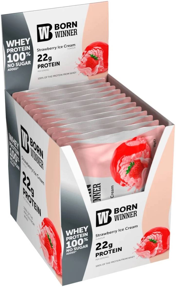 Whey Protein Blend, înghețată cu căpșuni, 12 bucăți, Born Winner