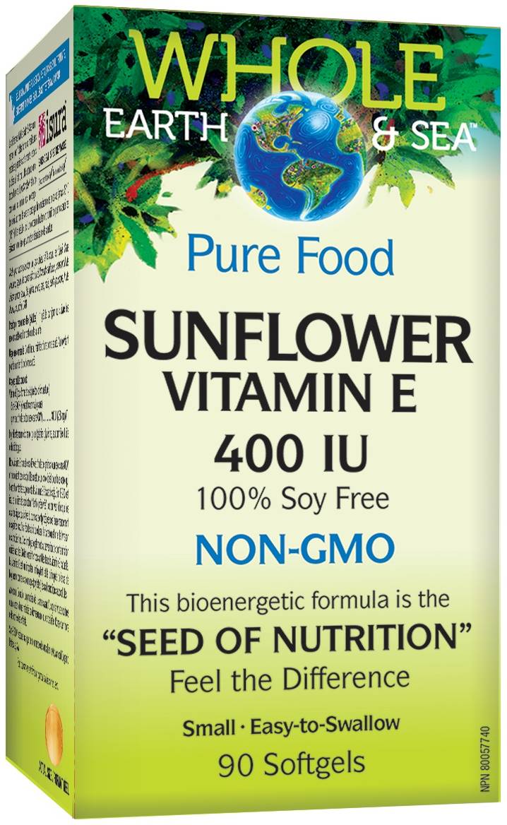 Whole Earth & Sea Sunflower Vitamin E, 400 IU, 90 capsule gelatinoase moi, Natural Factors