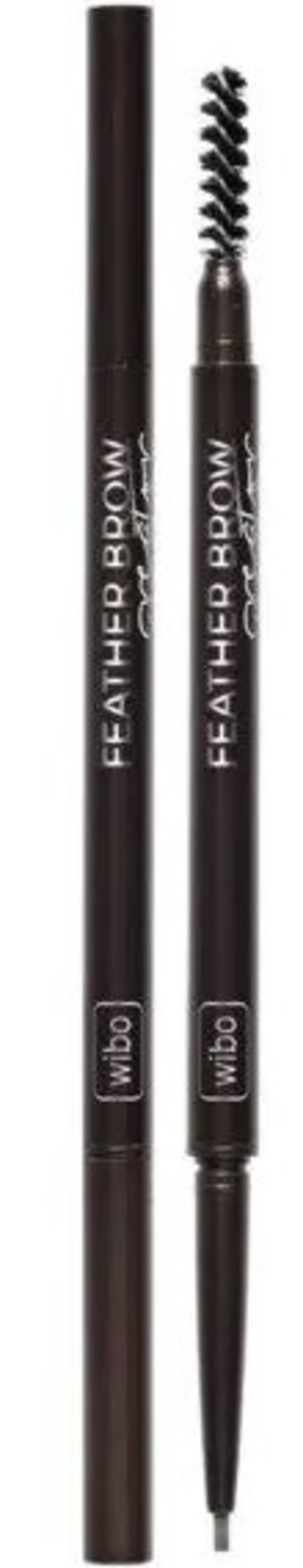 Wibo Creion de precizie pentru sprâncene Feather, cu o perie, Dark Brown