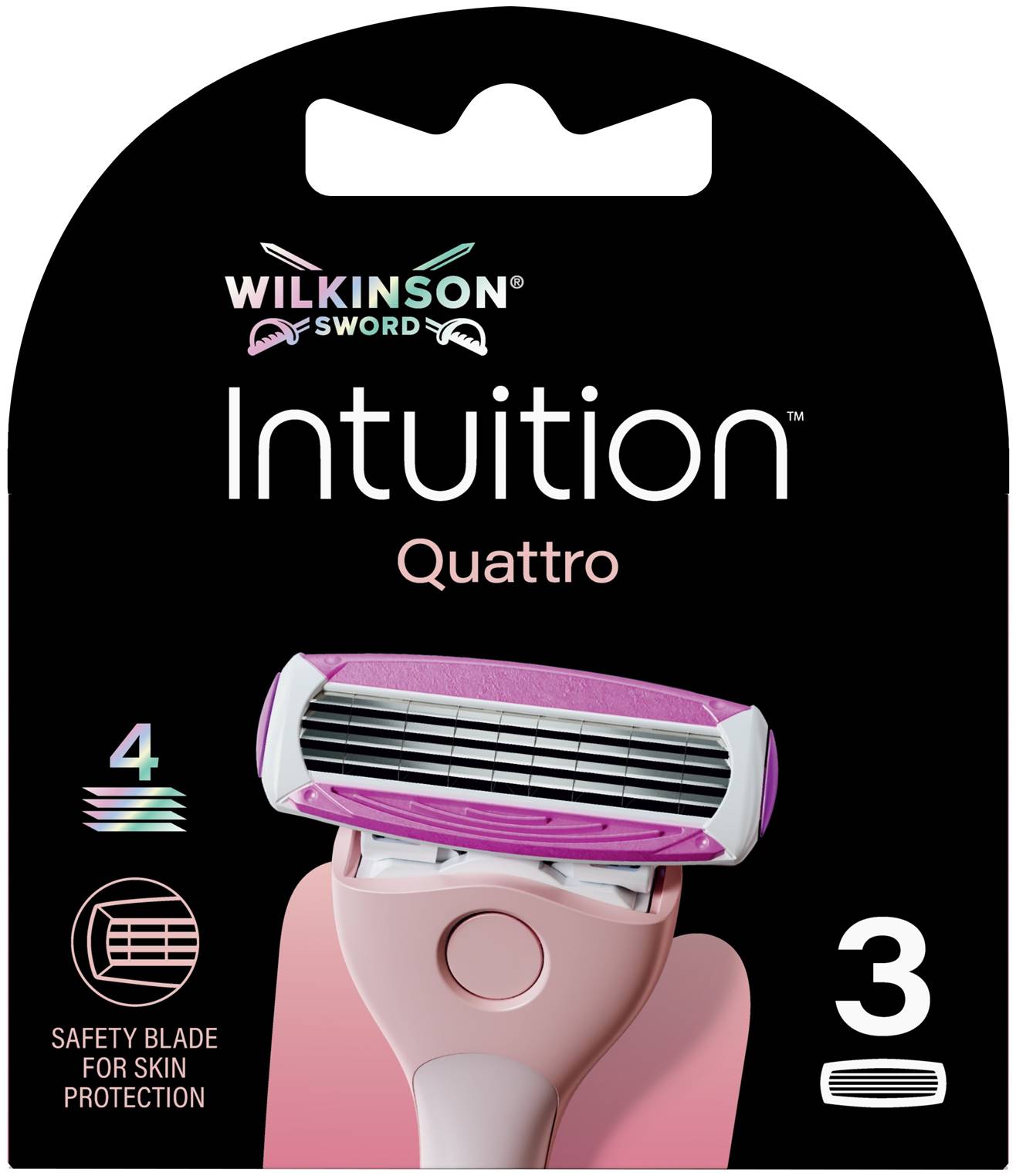 Wilkinson Sword Intuition Set lame de ras Quattro, 3 buc