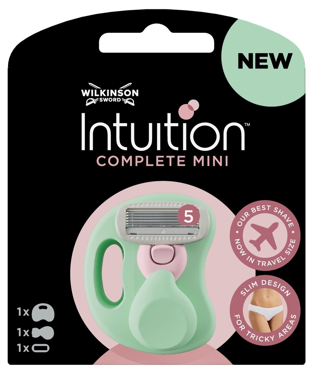 Wilkinson Sword Intuition Sistem de bărbieritComplete Mini, cu 1 lamă de rezervă și husă