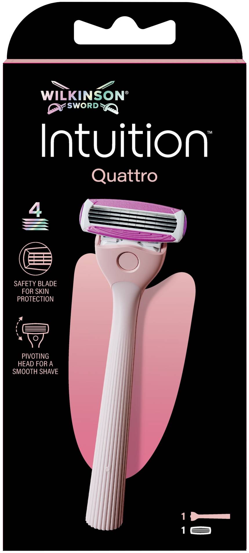 Wilkinson Sword Intuition Sistem de ras Quattro, cu 1 lamă de rezervă
