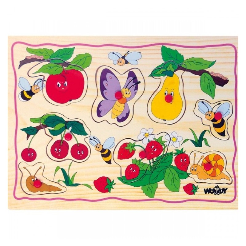 Puzzle cu manere Woody - Fructe